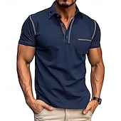 preiswerte Klassisches Poloshirt für Herren-Herren Poloshirt aus Baumwolle Golfhemd Arbeit Casual Kargen Kurzarm Basic Modern Farbblock Patchwork Taste Frühling Sommer Regular Fit Wein Dunkelgrau Schwarz Weiß Königliches Blau Grün Poloshirt