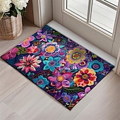 cheap Doormats-Mexico Folk Art Flowers Doormat Non-Slip Oil Proof Rug Indoor Outdoor Mat Bedroom Decor Bathroom Mat Entrance Rug Door Mat