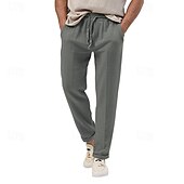 levne ležérní kalhoty-Pánské Kalhoty Plážové šortky Kalhoty pro volný čas Kalhoty Seersucker Šňůrky Elastický pas Straight-Leg Bez vzoru Pohodlné Prodyšné Denní Dovolená Streetwear Módní Na běžné nošení Černá Bílá