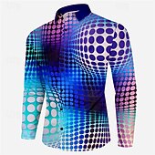 voordelige Geometrisch patroon-Voor heren 3D Print Geometrisch patroon Overhemd met knopen Bedrukte overhemden Lange mouw Mode-casual Buiten Vakantie Straat Lente zomer Strijkijzer Afdrukken Button-omlaag blauw