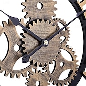 levne Nástěnné ozdoby-dřevěné evropské retro nástěnné hodiny zlaté římské ozubené hodiny dekorativní luxusní klasické quartzové hodiny moderní design pro domácí dekoraci nástěnné hodiny 58 cm