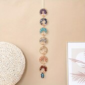 cheap Wall Accents-1pc Dream Catcher 7 Chakra Crystal Tree Of Life Wall Hanging Reiki Gemstone Dream Catchers Wall Hanger for Yoga Meditation Window Home Decor