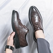 abordables Officiel-chaussures richelieu marron pour hommes avec bout d&#039;aile et semelle en caoutchouc - chaussures formelles classiques pour les affaires, le bureau et les événements spéciaux