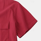 abordables Classique-Homme Chemise Lin Chemisette Chemise d&#039;été Tenues de plage Chemise boutonnée Plein Vacances Casual Rose Claire Blanche Vert Claire Rouge Manche Courte Col rabattu Eté Vêtement Tenue