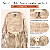 abordables Queue-de-cheval-extension de queue de cheval avec cordon de serrage eva long et épais clip ondulé dans les extensions de cheveux queue de cheval postiche synthétique douce naturelle pour femmes