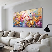 abordables Peintures fleurs/botaniques-Peinture à l&#039;huile de fleur de printemps 3d peinte à la main abstraite plantation florale colorée peinture à la main texture œuvre d&#039;art peinture à la main moderne paysage naturel peinture pour salon