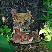 baratos Evento e suprimentos de festa-encantador portão de jardim de fadas, decoração caprichosa de árvore de madeira para porta, pátio e jardim - delicioso artesanato de ornamento de madeira para decoração de casa de conto de fadas