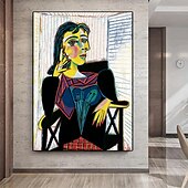 preiswerte Berühmte Meisterwerke-Pablo Picasso-Gemälde, handgemaltes Rahmenporträt von Dora Maar, sitzendes Gemälde, handgefertigt, Pablo Picasso-Ölgemälde, handgemalt, vertikale abstrakte Menschen, klassisch, modern