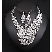 ieftine Seturi de Bijuterii-Seturi de bijuterii 3buc Ștras Aliaj Cercei Coliere Pentru femei Elegant Epocă Stilat Geometric Păun Geometric Shape Set de bijuterii Pentru Nuntă Aniversare Ocazie specială