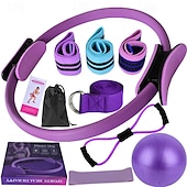 billige Antistress-leketøy-yoga fitness elleve deler sett med bånd lateks silke hip ring lateks elastisk ring yoga ball stretching band pilates