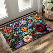 cheap Doormats-Mexico Folk Art Flowers Doormat Non-Slip Oil Proof Rug Indoor Outdoor Mat Bedroom Decor Bathroom Mat Entrance Rug Door Mat