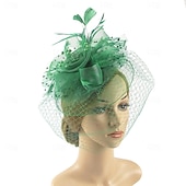 levne Svatební čelenka-Fascinátory Klobouky Doplňky do vlasů Organza Se širší krempou Cylindr Závojový klobouk Dostih koktejl Elegantní Vinobraní S Peří Mašličky Přílba Pokrývky Hlavy