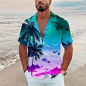 billiga Ocean Print-Herr Tropisk Fisk Undervattens värld Skjorta Hawaii skjorta Lägerskjorta Kortärmad Skjorta Nedvikt Mode Designer Ledigt Utomhus Gata Ledigt Havsblått Marinblå Marinblå 3D-tryck S M L