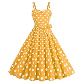 economico Vestiti-Retrò Vintage Anni 1950 Rockabilly Vestito Abito Swing Pois Per donna Carnevale Mascherata Abbigliamento quotidiano Adulti Vestito Abiti per il ritorno