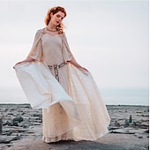 abordables Vestidos-Retro Antiguo Medieval Renacimiento Vestidos Capa Baile de Máscaras Vikingo forastero élfico Mujer Celta Vikingo Fantasía Mascarada Fiesta / Noche Adulto Vestido Capa