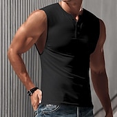 preiswerte Fitness Tank-Tops-Herren Tank Top Weste Unterhemd Ärmelloses Shirt Ärmellos Henley Frühling &amp; Sommer Einfach Mode Designer Basic Urlaub Straße Ausgehen Schwarz Weiß Marineblau Top T-Shirt für Herren