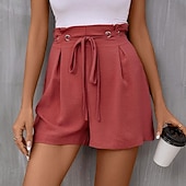 billige Bermuda-shorts-Dame Shorts Fritid hverdag Kort عادي Snorer Pusteevne Bekvem Mikroelastisk Dagligdagstøy Helg Rød Sommer Normal