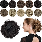 abordables Chignons-postiche chignon bouton de rose extensions de chignon bouclés chouchou chignon peignes synthétiques en chignon désordonné morceau de cheveux pour femmes blonde naturelle