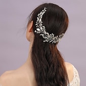 billige Tiaraer og Krone-Crown Tiaras pannebånd Hodeplagg Imitert Perle Legering Bryllup cocktail Luksus Retro Rød Med Imiterte Perler Sløyfer Hodeplagg Hodeplagg