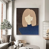 voordelige Schilderijen van mensen-handgeschilderde abstracte mode meisje canvas schilderij abstracte pattyle meisje schilderij voor woonkamer olieverf moderne muur kunst grote abstracte minimalistische bohemien portret schilderij muur