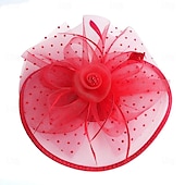 billige Bryllupshodeplagg-fascinators Hatter Hodeplagg organza Fedora Solhatt Topplue Hesteløp cocktail Elegant Årgang Med Fjær Sløyfer Hodeplagg Hodeplagg