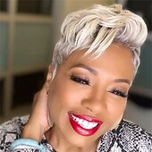 cheap Black &amp; African Wigs-Glueless Short Curly Wigs Natural Looking Synthetic Wigs for Ladies Daily Cosplay Hair Wig