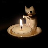 voordelige Moederdagcadeau voor vrouwen-cartoon kitten kaarshouder huis hars ornamenten