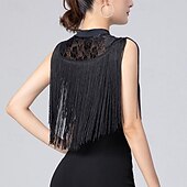 זול חלקים עליונים וסטים-ריקוד לטיני ריקודים סלוניים / סרבל תינוקותבגד גוף תחרה פרנזים צבע טהור בגדי ריקוד נשים הצגה הדרכה ללא שרוולים גבוה ניילון