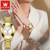 levne Quartz hodinky-olevs dámské hodinky luxusní zlatý velký ciferník originální náramkové hodinky pro dívku voděodolné svítící módní diamantový ciferník datum týden 7017