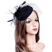 billige Fascinatorer og hatter-Elegant Retro / vintage Fascinatorhatt Fascinator Slør pannebånd Brude Kostyme Dame Karneval Maskerade Fest / aften Utdrikningslag Voksen Hodeplagg