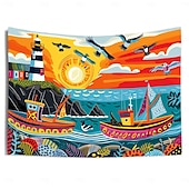 cheap Art Tapestries-Sailing Landscape Hanging Tapestry Wall Art Large Tapestry Mural Decor Photograph Backdrop Blanket Curtain Home Bedroom Living Room Decoration
