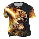 economico Magliette con stampa animale-Per uomo Animali Leone maglietta Manica corta maglietta Stampa 3D Girocollo Camicia Giornaliero Originale Retrò vintage Sportivo Per eventi Per uscire Blu Viola Marrone Primavera estate Abbigliamento