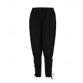 baratos Conjuntos-Medieval Renascentista Século XVII Comprimento Médio Botas Fantasia fantasia Calça Pirata Pirata Guerreiro Viking Com Cordão Cor Sólida Fantasia Homens Viking Pirata Dia Das Bruxas Carnaval