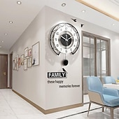cheap Wall Accents-Black&amp;White Modern Wall Clock 3D Hollow Design Pendulum Silent Metal Pointer Display Round Hanging Clock Living Room Wall Decor 35 43 50 cm