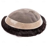 halpa Hiuspalat ja -housut-monohiukset miesten toupee hiuslisäke poly iho hiusten ympärillä kestävä npu monofilamentti peruukki hiusten korvike miehille