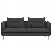 baratos Cobertura de Sofa-Capa de Sofá 3 Lugares Cor Sólida com Almofadas Revestidas em Algodão 100% com Braços