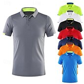 olcso Férfi klasszikus póló-Férfi Golfing golf póló Munka Hétköznapi Hajtóka Rövid ujjú Alap Modern Sima Gomb Tavaszi nyár Normál Fekete Fehér Piros Sötétkék Medence Narancssárga Golfing