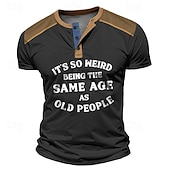 levne Legrační slova-Pánské Grafika Písmeno Tričko Henley Waffle Tričko Krátký rukáv 3D tisk Retro Pouliční styl Outdoorové sporty Ležérní Dovolená Jaro léto Černá Námořnická modř Hnědá Trávová zelená Henley Tričko Henley
