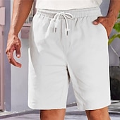 baratos Calções Estilo Casual-Homens Calção Shorts casuais Bolsos Com Cordão Cintura elástica Tecido Conforto Curto Ao ar livre Diário Casual Boho Preto Branco