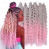 levne Clip in Extensions-latinskoamerické háčkované vlasy 14 palců 18 palců 22 palců 6ks / balení havajská kudrna hluboké vlnění háčkované vlasy ocean wave syntetické vlasy cop háčkování prodlužování vlasů