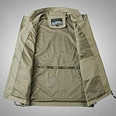 billiga Gilets-Herr Väst Gilet Fiskeväst Vandringsväst Ärmlös väst Gilet Jacka Utomhus Dagligen Utekväll Ledigt Vår Höst Ficka Polyester Nylon Andningsfunktion Slät Dragkedja Hög krage Lös passning Svart Armégrön