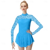 billige Figur skating kjoler-Kjole til kunstløp Dame Jente Skøyteløp Kjoler Drakter Hvit Gul Mørk Lilla Spandex Høy Elastisitet Profesjonell Konkurranse Skøyteklær Mote Langermet Kunstløp
