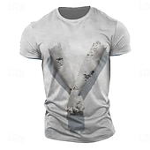 billige 3D T-skjorter-Herre Grafisk Speilbilde T skjorte Kortermet T skjorte 3D-utskrift Crew-hals Skjorte Retro / vintage Fritid Gate stil Sport &amp; Utendørs Ferie Ut på byen Beige Grå Vår sommer Klær S M L XL 2XL 3XL