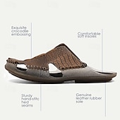 billiga Avslappnade sandaler-Herr Sandaler Inneskor Platta sandaler Läder Andningsfunktion Bekväm Halksäker Snörning Vin Svart Brun