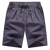 baratos Clássico-Homens Bermuda Cargo Calção Shorts de trabalho Com Cordão Cintura elástica Bolso multi Tecido Vestível Curto Ao ar livre Diário Para Noite Moda Clássico Preto Amarelo