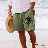cheap Holiday-Men&#039;s Indian Culture Shorts Summer Shorts Beach Shorts Mid Waist Hawaiian Casual Holiday St. Patrick&#039;s Day Drawstring Elastic Waist Print Designer Clothing Apparel