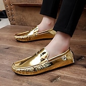 preiswerte Herrenpantoletten &amp; -slipper-Herren Loafer &amp; Slip On Mokkasin Penny Loafers Loafer fahren Wanderschuhe Geschäftlich Brautkleider schlicht Britischer Gentleman PU Rutschfest Halbschuhe Schwarz Weiß Gelb Herbst