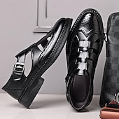 preiswerte Kleidungs-Sandalen-Herren-Fischersandalen aus braunem Leder mit Brogue-Details, atmungsaktive Sommerschuhe mit Aussparungen für Berufstätige mittleren Alters oder als lässige Strandbekleidung