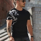 cheap Skull &amp; Bone-Men&#039;s Graphic Dragon T shirt Tee Top Short Sleeve T shirt 3D Print Crew Neck Shirt Daily Designer Casual Sports Outdoor Holiday Going out Black Burgundy Gray Spring &amp; Summer Clothing Apparel S M L XL