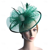 billige Bryllupshodeplagg-fascinators Hatter Hodeplagg organza Fedora Solhatt Topplue Hesteløp cocktail Elegant Årgang Med Fjær Sløyfer Hodeplagg Hodeplagg